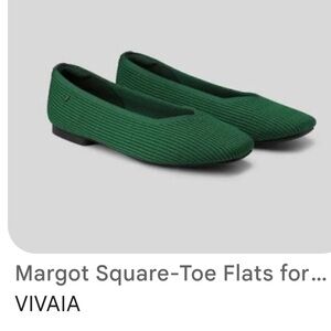 VIVAIA Margot Square-Toe Flats in Forest Green
